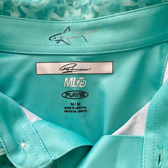 Greg Norman Collection Shark Print Polo Shirt Men's Medium NEW - Picture 6 of 8